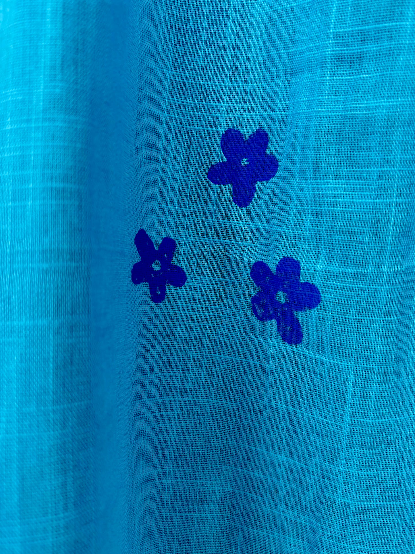 Blue Hand Block Relaxed Cotton Short Top - Desi Hart