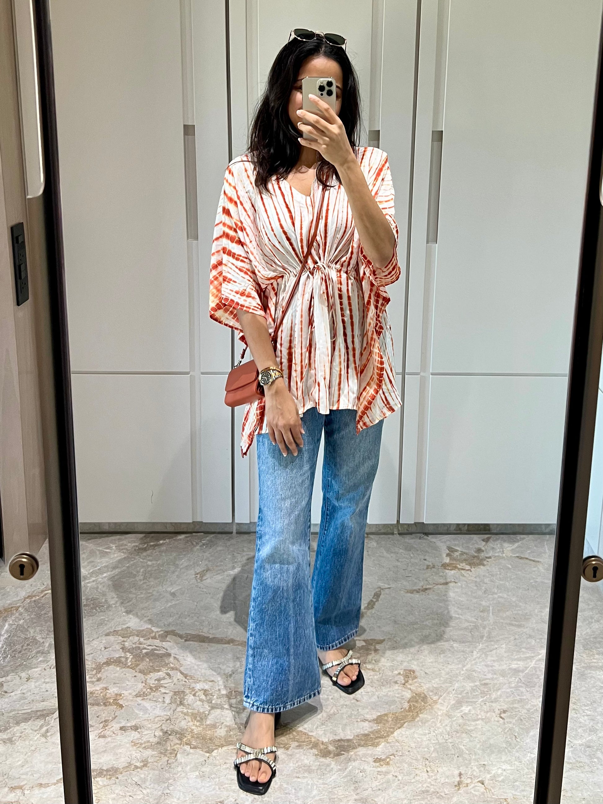 Orange Tie-Dye Relaxed Modal Short Top - Desi Hart