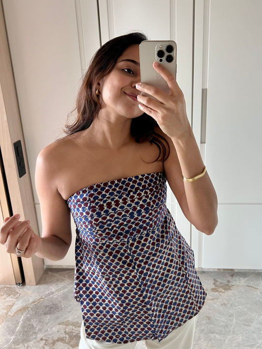 Purple Cotton Satin Tube Top