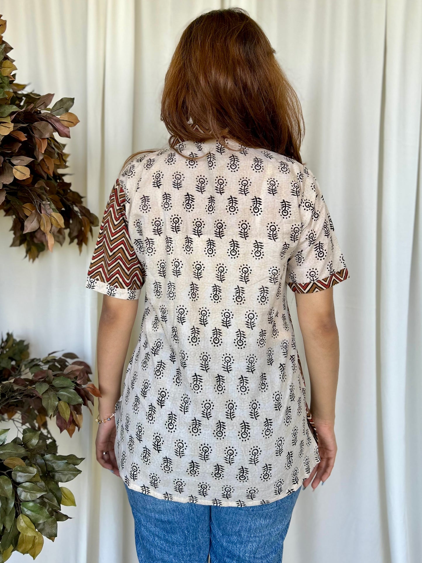 Multi Colour Hand Block Relaxed Cotton Shirt - Desi Hart