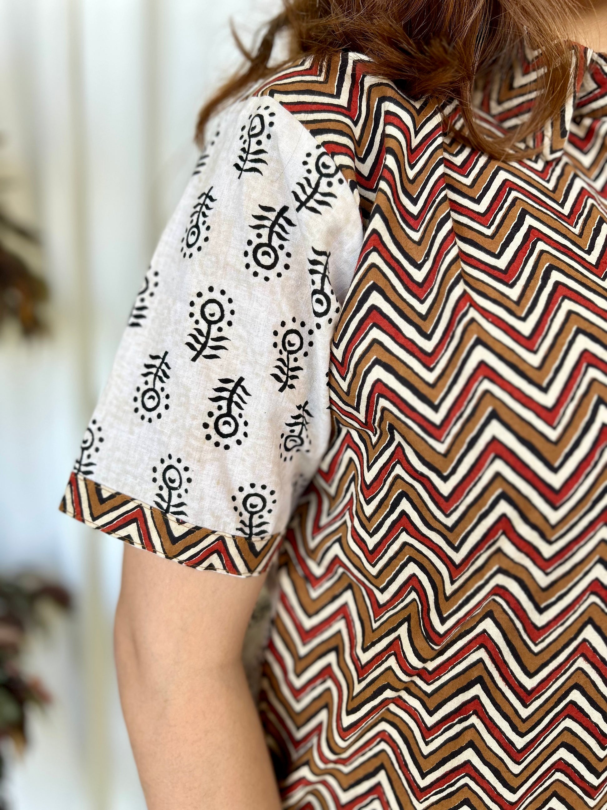 Multi Colour Hand Block Relaxed Cotton Shirt - Desi Hart