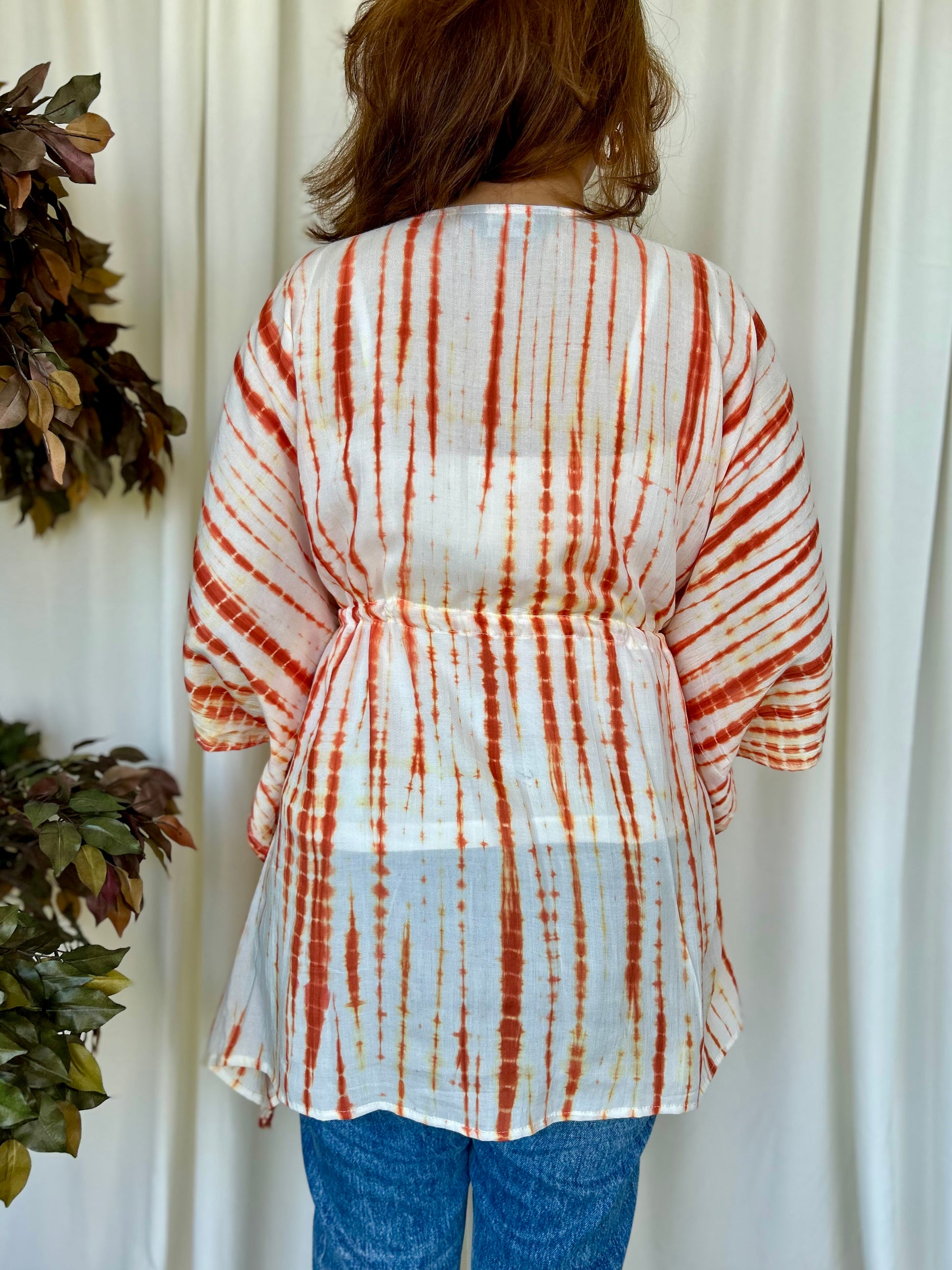 Orange Tie-Dye Relaxed Modal Short Top - Desi Hart