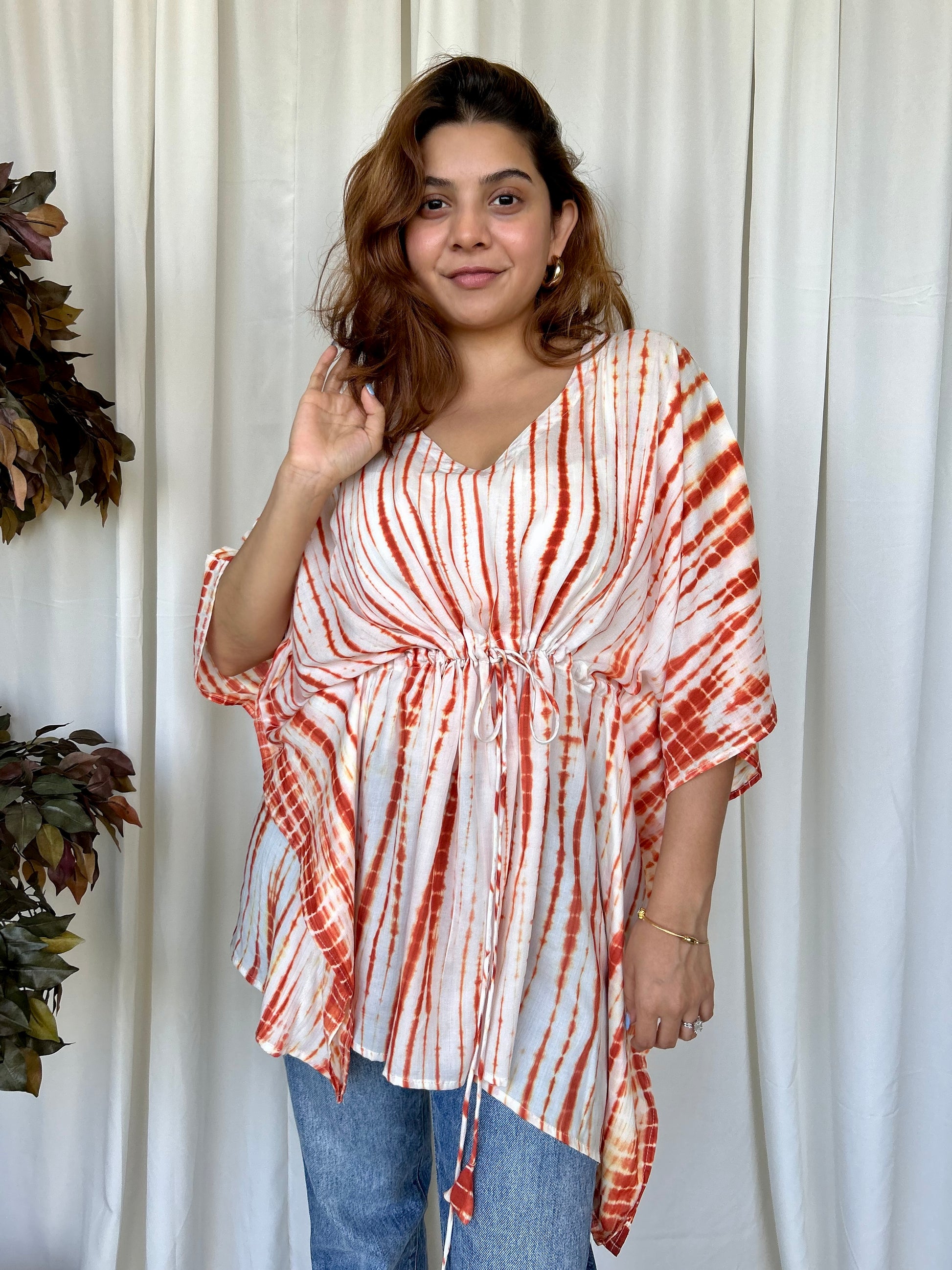 Orange Tie-Dye Relaxed Modal Short Top - Desi Hart