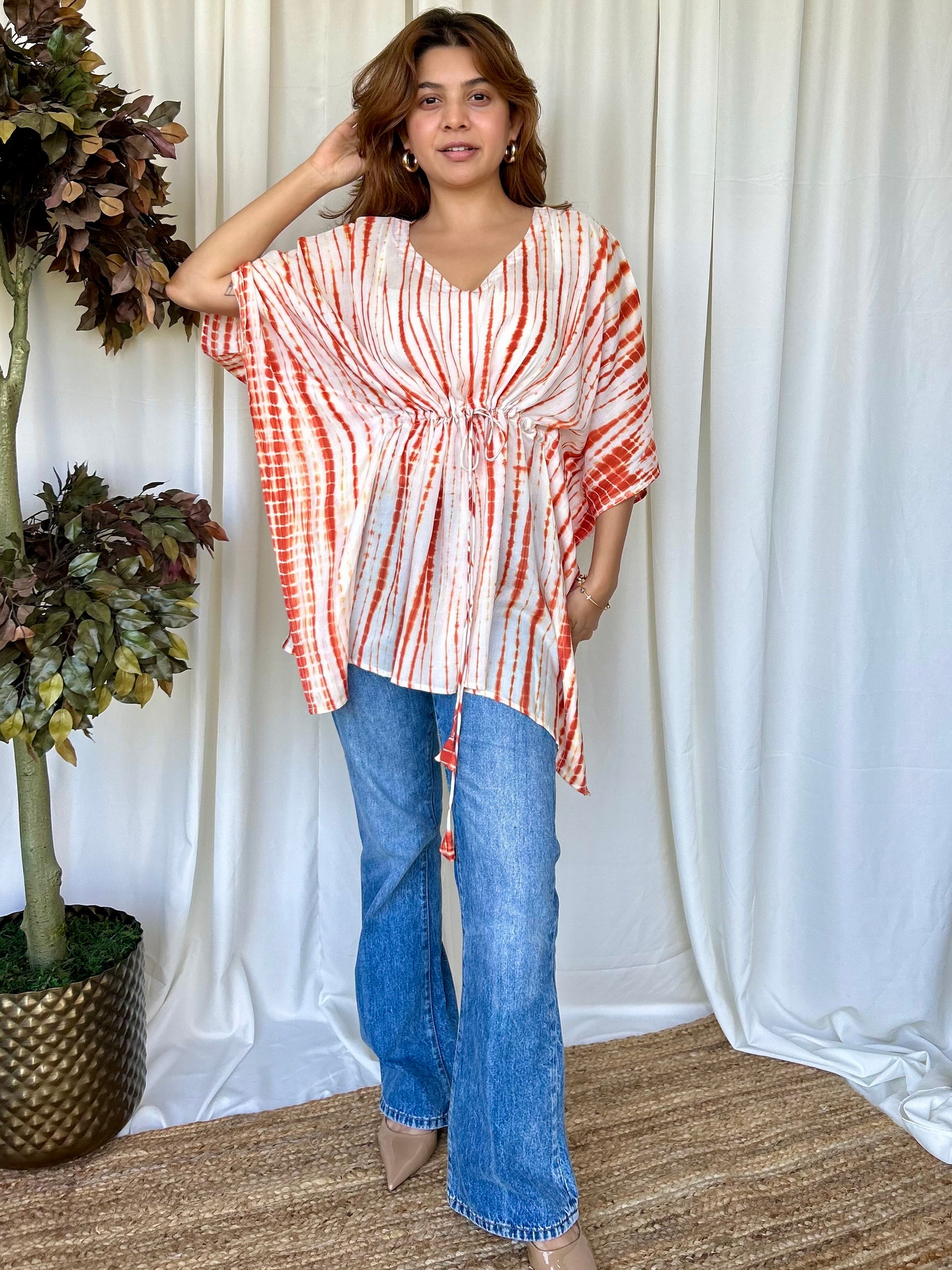 Orange Tie-Dye Relaxed Modal Short Top - Desi Hart