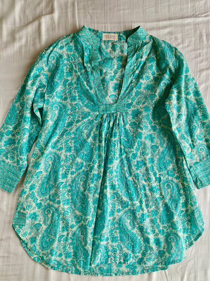 Blue Hand Block Mul Short Top
