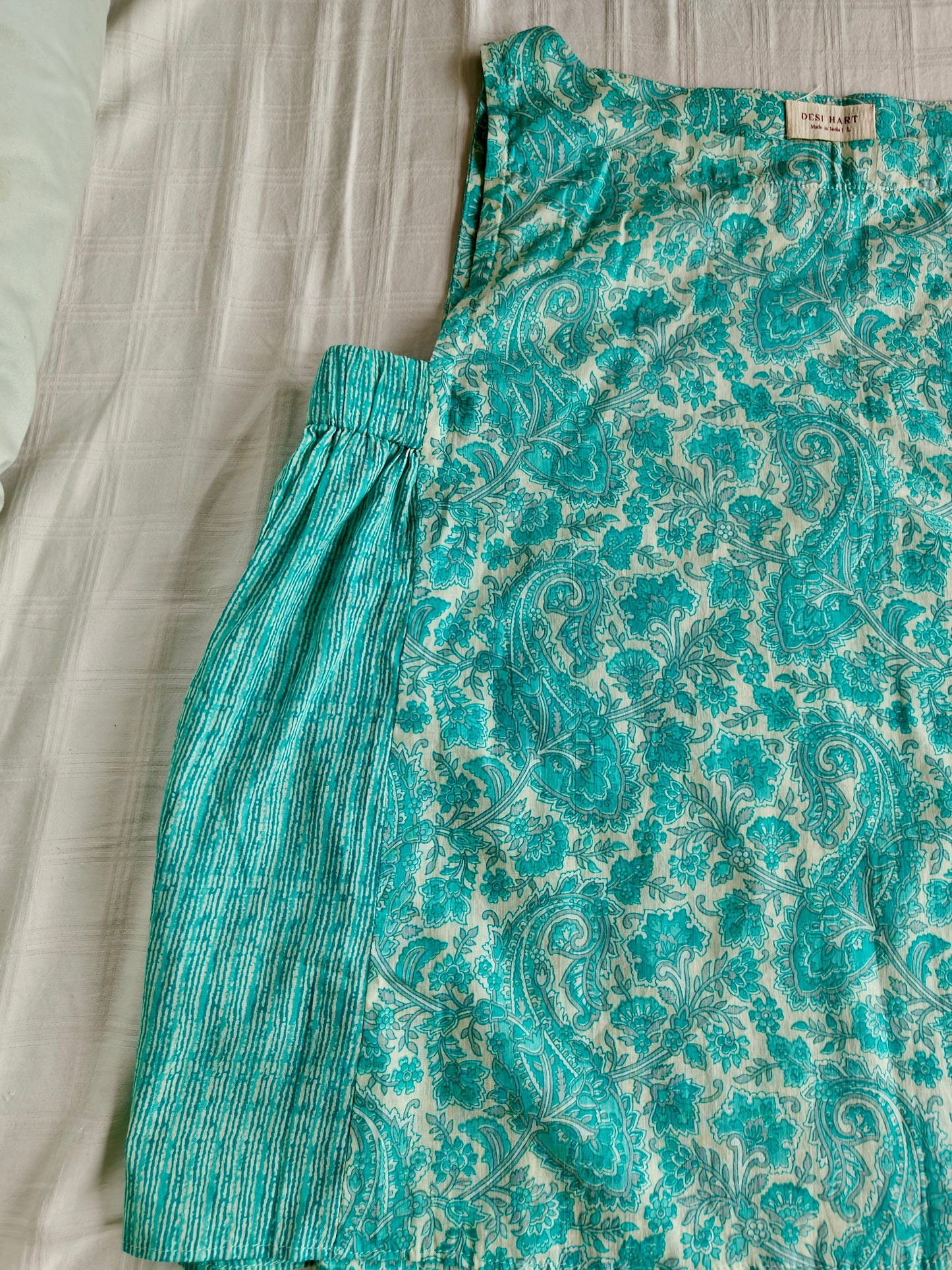 Blue Hand Block Sleeveless Mul Short Top