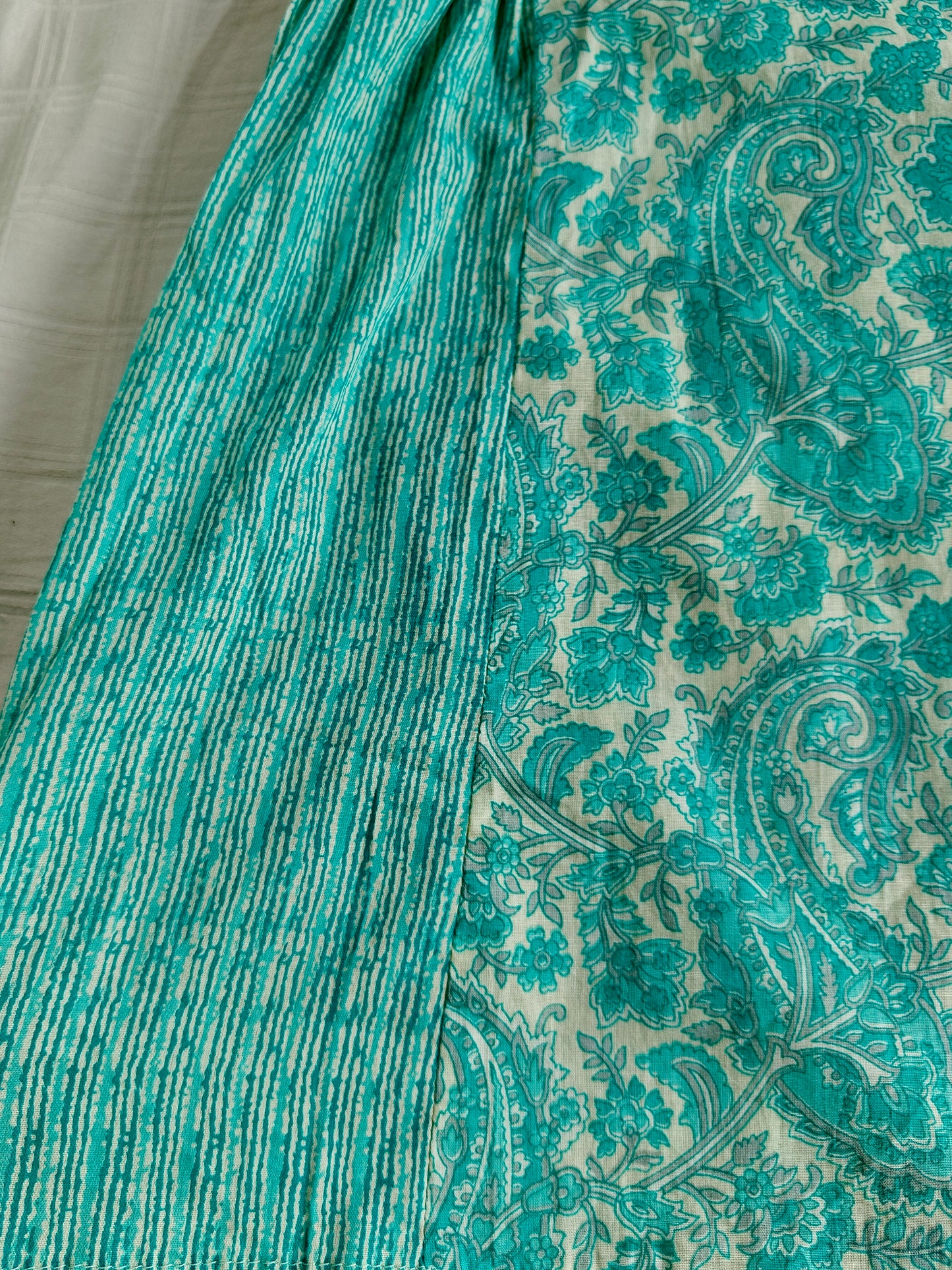 Blue Hand Block Sleeveless Mul Short Top
