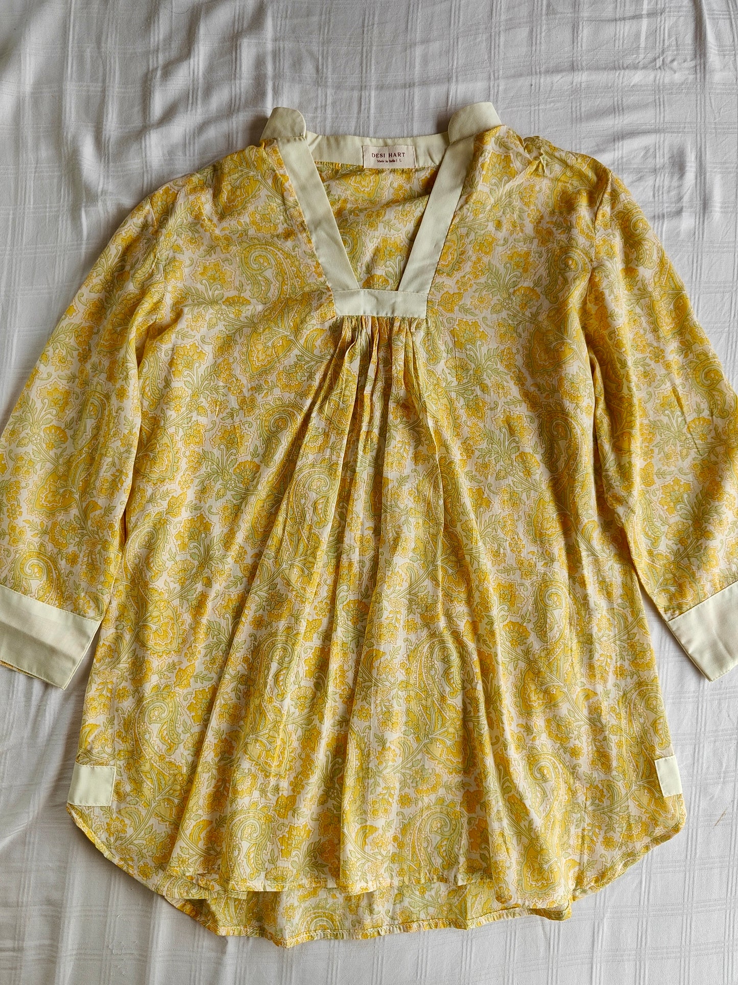 Yellow Hand Block Mul Short Top